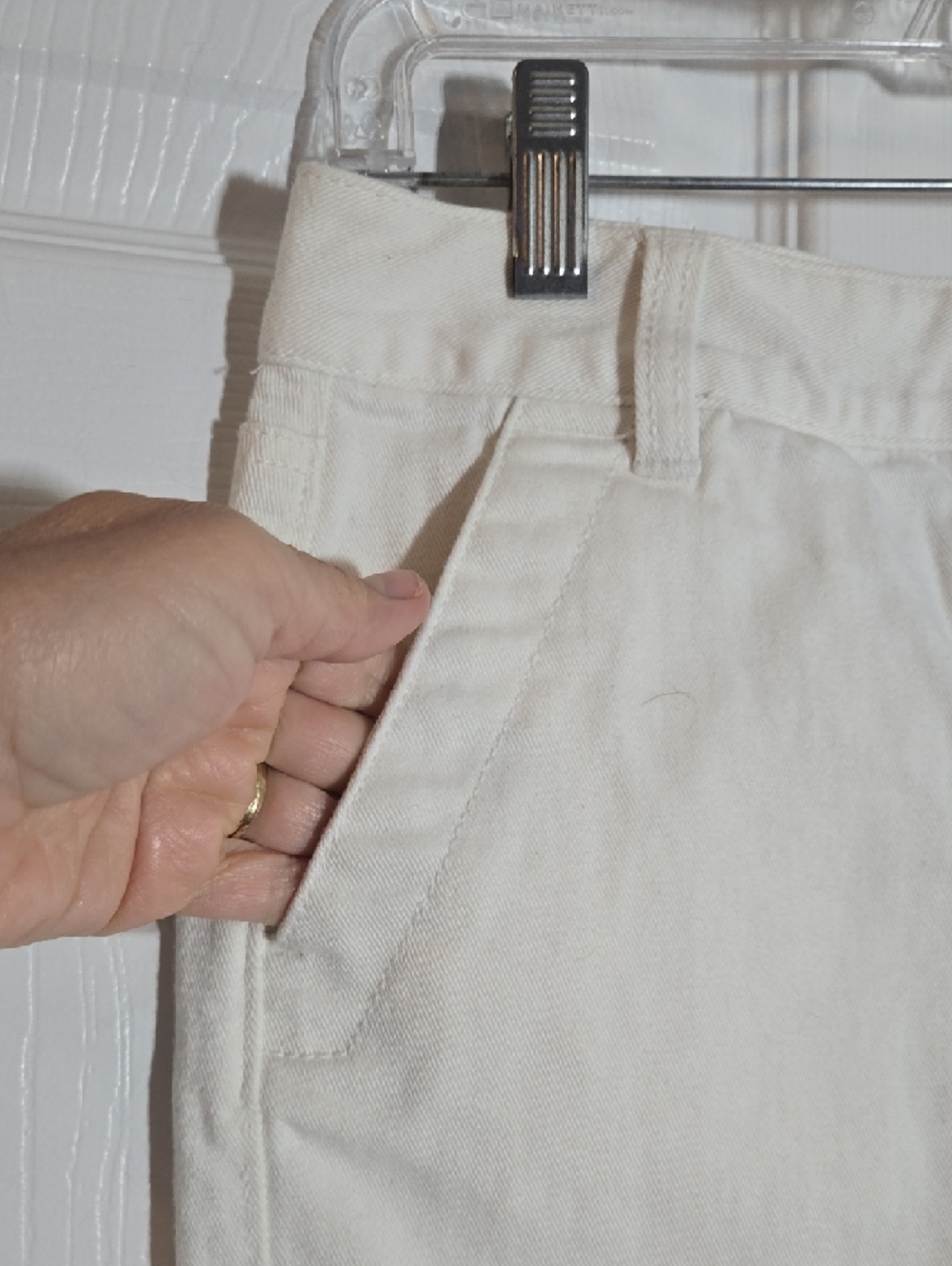 LOFT Off White Mini Skirt Front Pockets Size 4 Petite - Picture 3 of 6